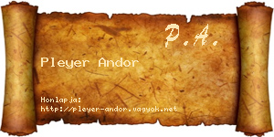 Pleyer Andor névjegykártya